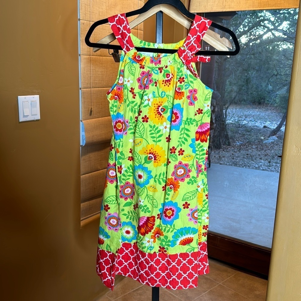 Bonnie Jean Green Multi Color Floral Dress Size 16